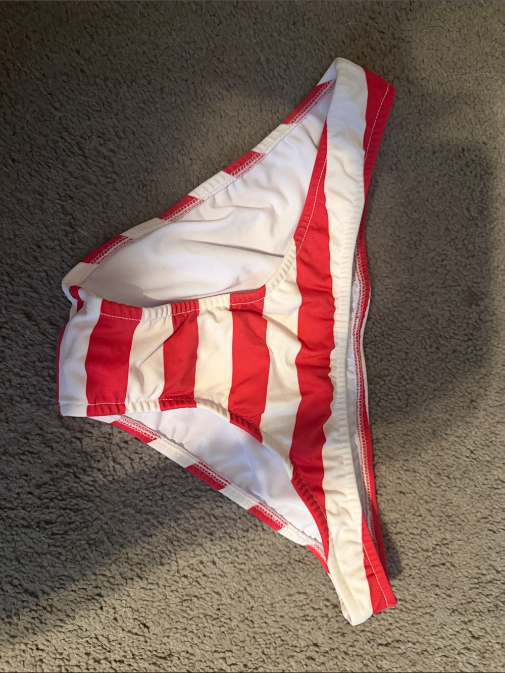 VENUS Red and White Striped Bikini Bottom